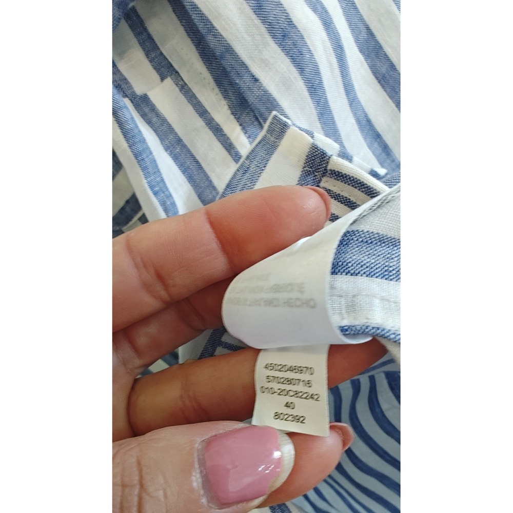 Women Size tag 1.5 US‎ 10 Chico's Blue White Striped Linen Button Down Shirt - Picture 16 of 16